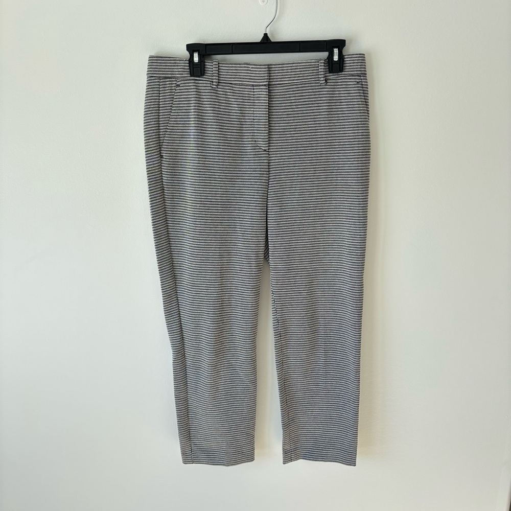 Theory Treeca K Stanza Knit Trouser Pant Black White Houndstooth Business Office